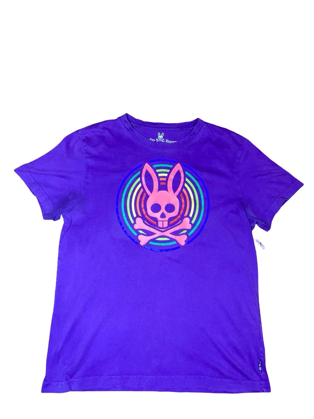 Psycho Bunny Men's Size 4 (Small) Purple Graphic T-Shirt 100% Pima Cotton